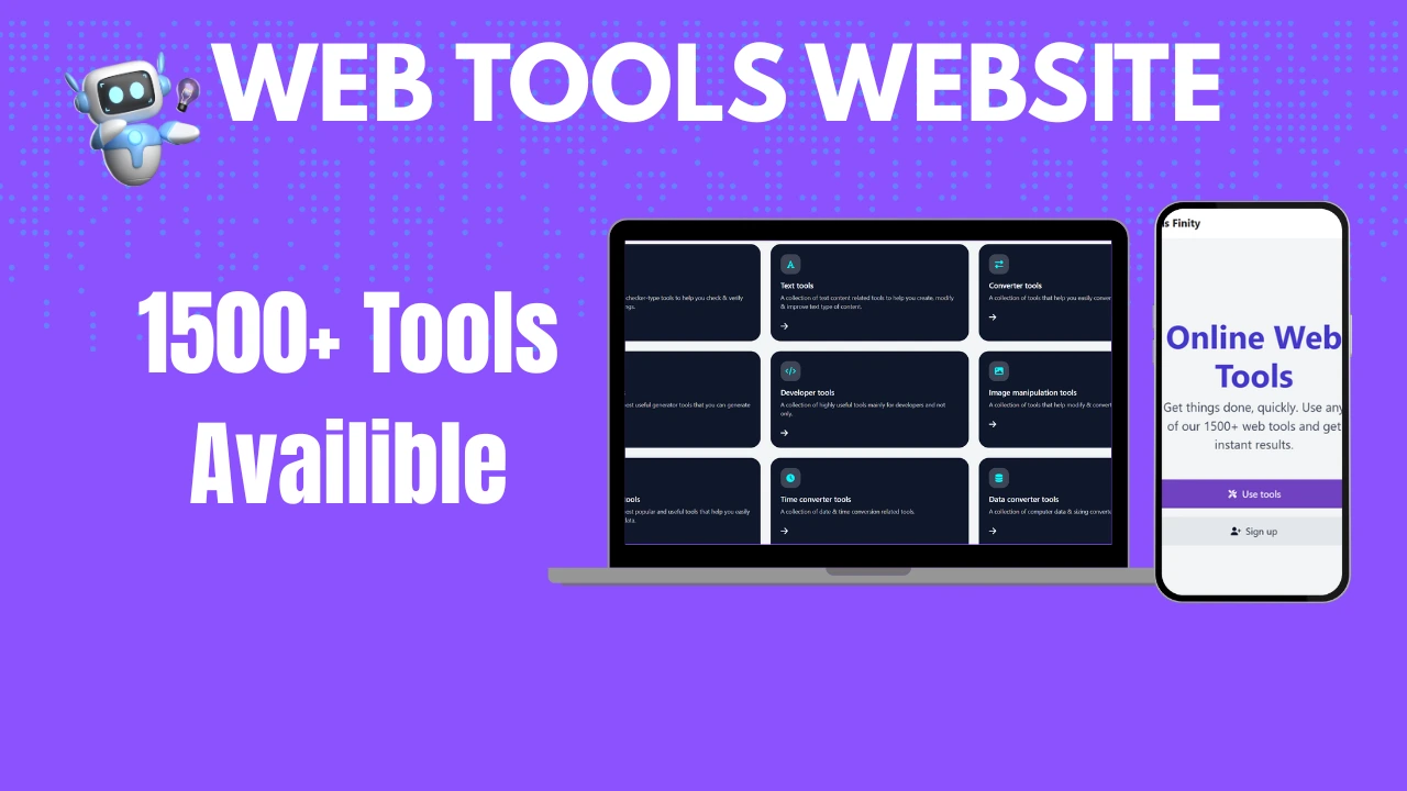 The homepage of the ToolsFinity website, showing a grid of various online tools.